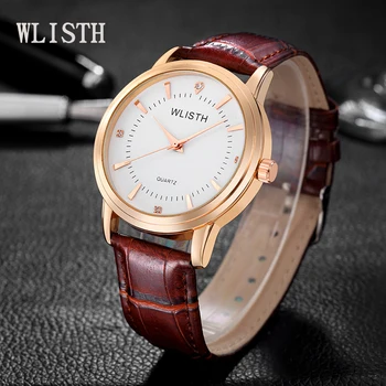 WLISTH топ известна марка кварцови часовници мъжки дамски кварцов часовник двойка модерен бизнес часовници с диаманти, Златни часовници 2017 relogio мъжки